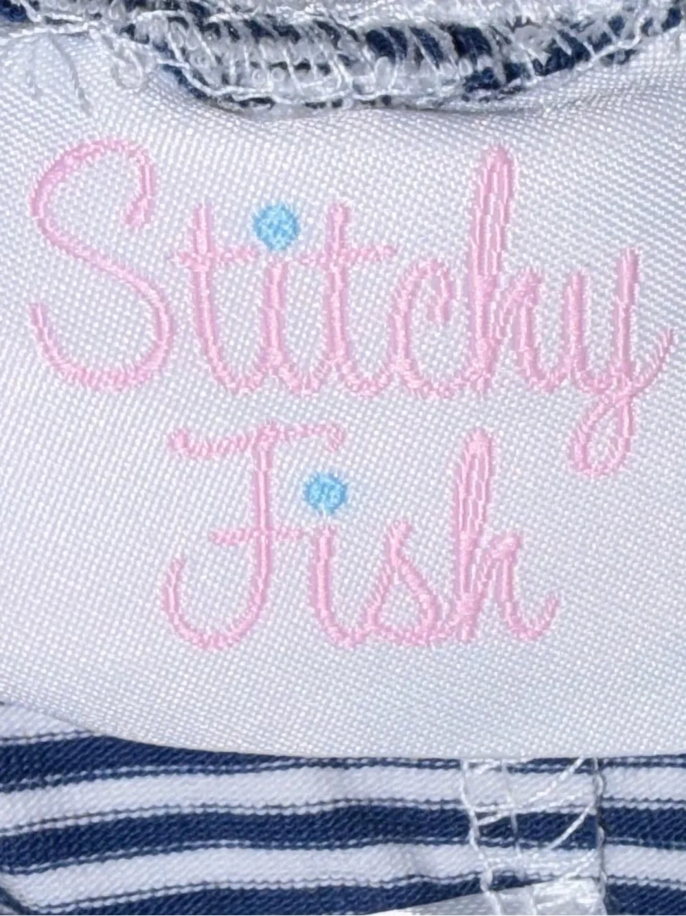 Stitchy Fish Pippa navy stripe top & ruffle short set sz 3T NWT